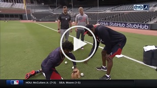 Braves Infielding Coach Working Out A Rookie